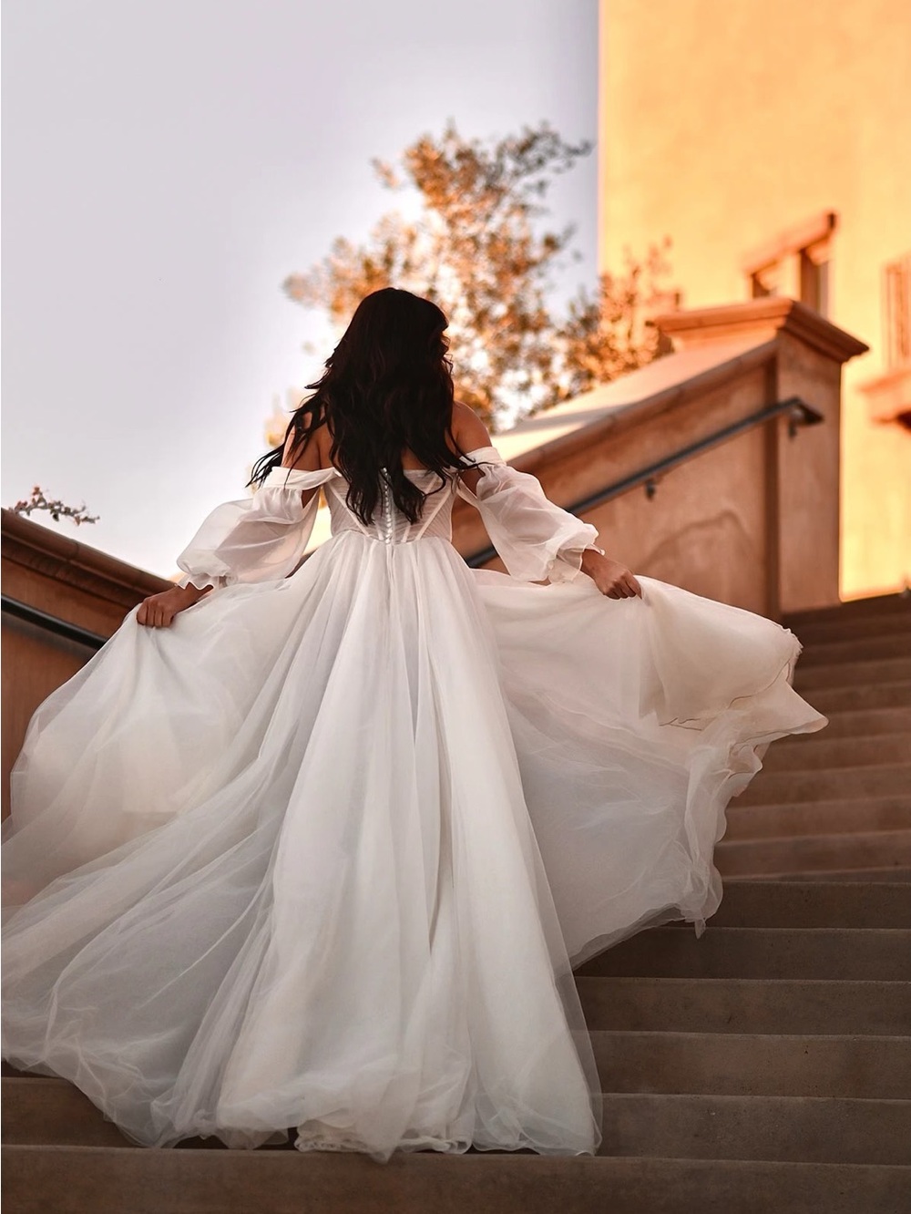 Martina Liana Ivory Off-Shoulder Tulle Ball Gown